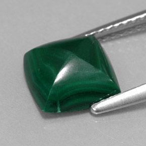 Malachite naturale verde da 2,91 ct, quadrato, opaco