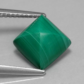 Malachite naturale verde da 4,50 ct, quadrato, opaco