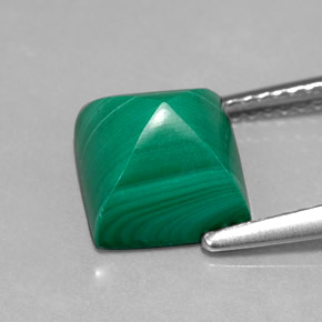 Malachite naturale verde da 4,50 ct, quadrato, opaco
