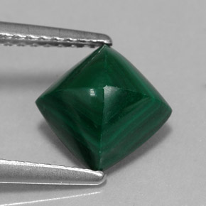 Malachite naturale verde da 2,50 ct, quadrato, opaco