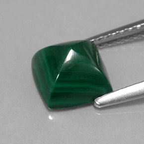 Malachite naturale verde da 2,50 ct, quadrato, opaco