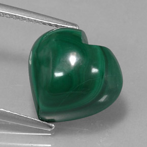 Malachite naturale verde da 10,48 ct, a forma di cuore, opaco
