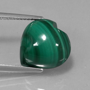 Malachite naturale verde da 10,71 ct, a forma di cuore, opaco