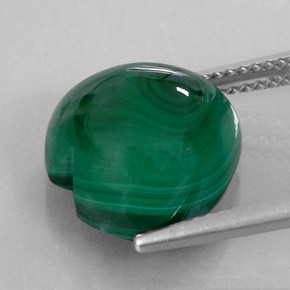 Malachite naturale verde da 12,75 ct, a forma di cuore, opaco