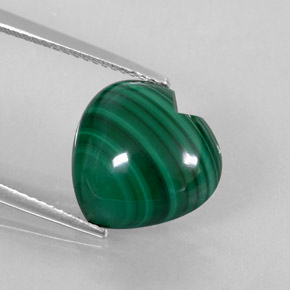 Malachite naturale verde da 8,74 ct, a forma di cuore, opaco