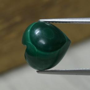 Malachite naturale verde da 8,34 ct, a forma di cuore, opaco