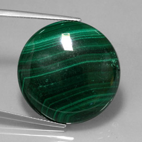 Malachite naturale verde da 38,87 ct, taglio rotondo, opaco