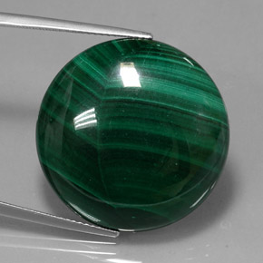 Malachite naturale verde da 39,62 ct, taglio rotondo, opaco