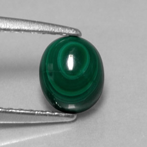Malachite naturale verde da 1,51 ct, taglio ovale, opaco