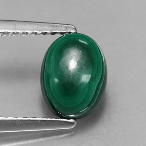 Malachite naturale verde da 2,09 ct, taglio ovale, opaco