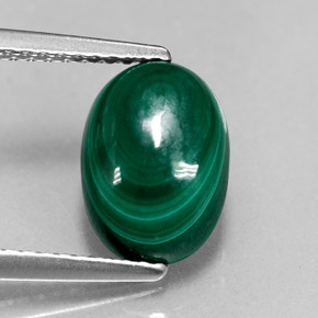 Malachite naturale verde da 3,12 ct, taglio ovale, opaco