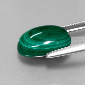 Malachite naturale verde da 3,12 ct, taglio ovale, opaco