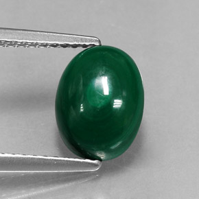 Malachite naturale verde da 3,21 ct, taglio ovale, opaco