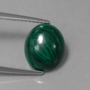 Malachite naturale verde da 3,87 ct, taglio ovale, opaco