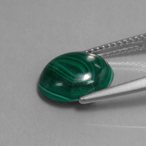 Malachite naturale verde da 3,87 ct, taglio ovale, opaco