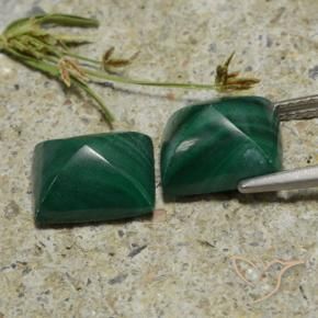 Gemme di Malachite Medium Green  naturale da 9.58 ct, Taglio a baguette, Opaco