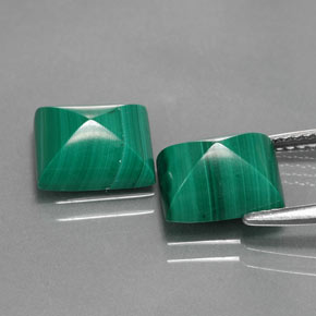 Malachite naturale verde da  ct, baguette, opaco