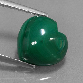 Malachite naturale verde da 5,63 ct, a forma di cuore, opaco