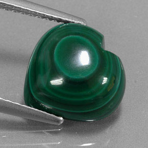 Malachite Verde multicolore naturale da 5.63 ct, A forma di cuore, Opaco