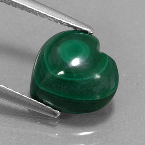 Malachite verde multicolore naturale da 4,49 ct, a forma di cuore, opaco