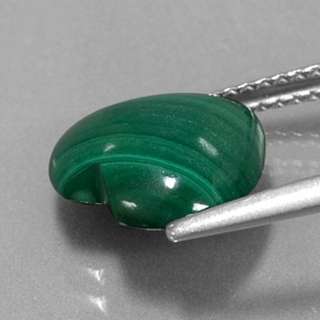 Malachite naturale verde da 3,97 ct, a forma di cuore, opaco