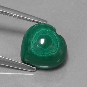 Malachite naturale verde da 3,97 ct, a forma di cuore, opaco