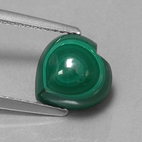 Malachite naturale verde da 3,89 ct, a forma di cuore, opaco