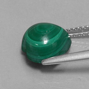 Malachite naturale verde da 3,89 ct, a forma di cuore, opaco