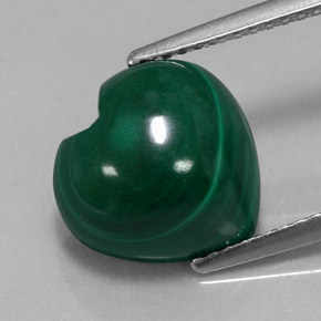 Malachite naturale verde da 6,51 ct, a forma di cuore, opaco