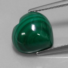 Malachite naturale verde da 5,54 ct, a forma di cuore, opaco