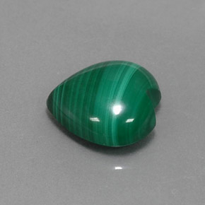 Malachite naturale verde da 4,91 ct, a forma di cuore, opaco