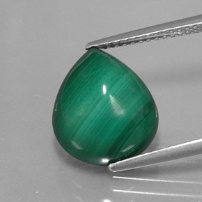 Malachite naturale verde da 9,50 ct, taglio a pera, opaco