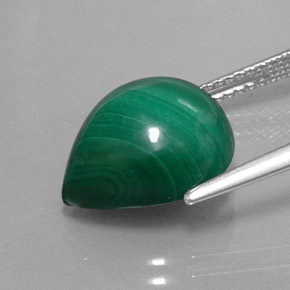 Malachite naturale verde da 9,50 ct, taglio a pera, opaco