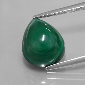 Malachite naturale verde da 8,16 ct, taglio a pera, opaco