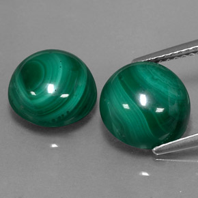 Malachite naturale verde da  ct, taglio rotondo, opaco
