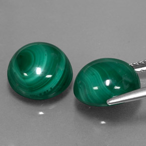 Malachite naturale verde da  ct, taglio rotondo, opaco