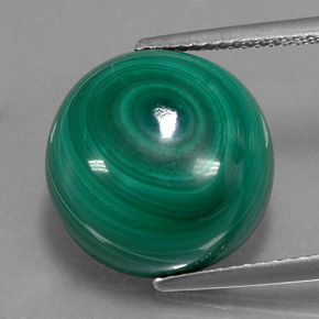 Malachite naturale verde da 15,44 ct, taglio rotondo, opaco