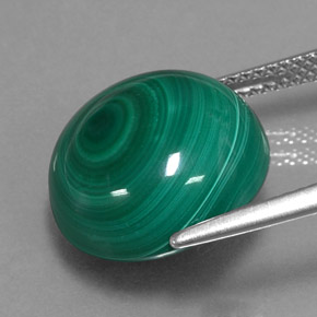 Malachite naturale verde da 15,44 ct, taglio rotondo, opaco