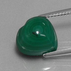 Malachite naturale verde da 7,41 ct, a forma di cuore, opaco