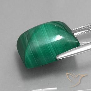 Malachite Verde medio naturale da 13.55 ct, Taglio a baguette, Opaco