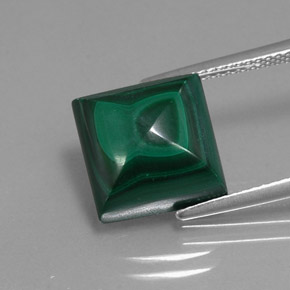 Malachite naturale verde da 10,66 ct, quadrato, opaco