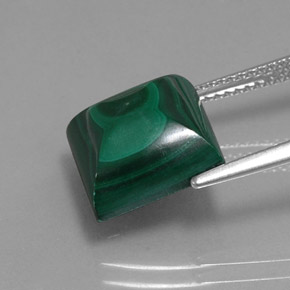 Malachite naturale verde da 10,66 ct, quadrato, opaco