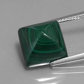 Malachite naturale verde da 10,81 ct, quadrato, opaco