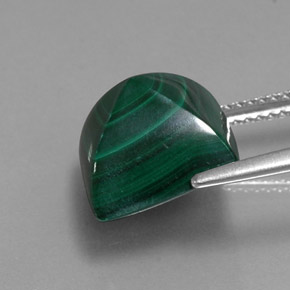 Malachite naturale verde da 10,81 ct, quadrato, opaco