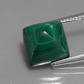 Malachite naturale verde da 10,70 ct, quadrato, opaco