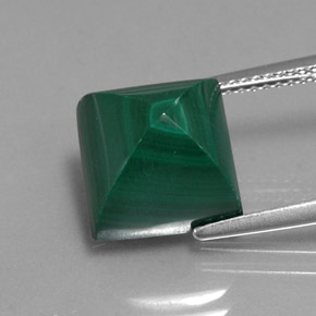Malachite naturale verde da 10,39 ct, quadrato, opaco