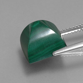 Malachite naturale verde da 10,39 ct, quadrato, opaco