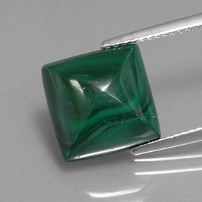 Malachite naturale verde da 10,03 ct, quadrato, opaco