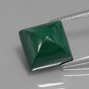 Malachite naturale verde da 10,59 ct, quadrato, opaco