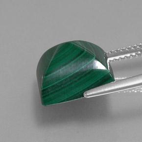Malachite naturale verde da 10,59 ct, quadrato, opaco